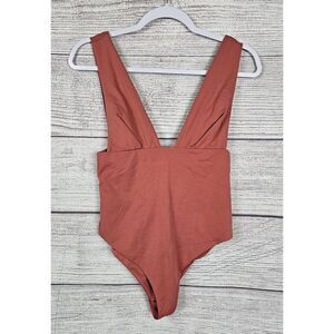 Zara One Piece Back Cut Out Low Plunge Swimsuit Dusty Rose Size Medium